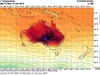 Fialová barva oznauje oblasti, kde teplota pesahuje 50 stup