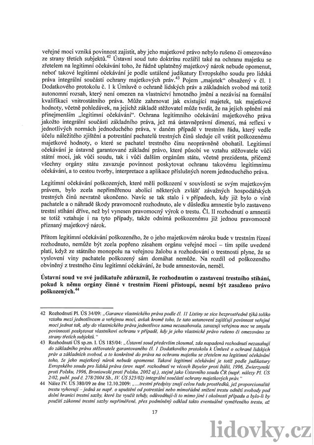 Senátní návrh o zruení prezidentské amnestie. Strana 17