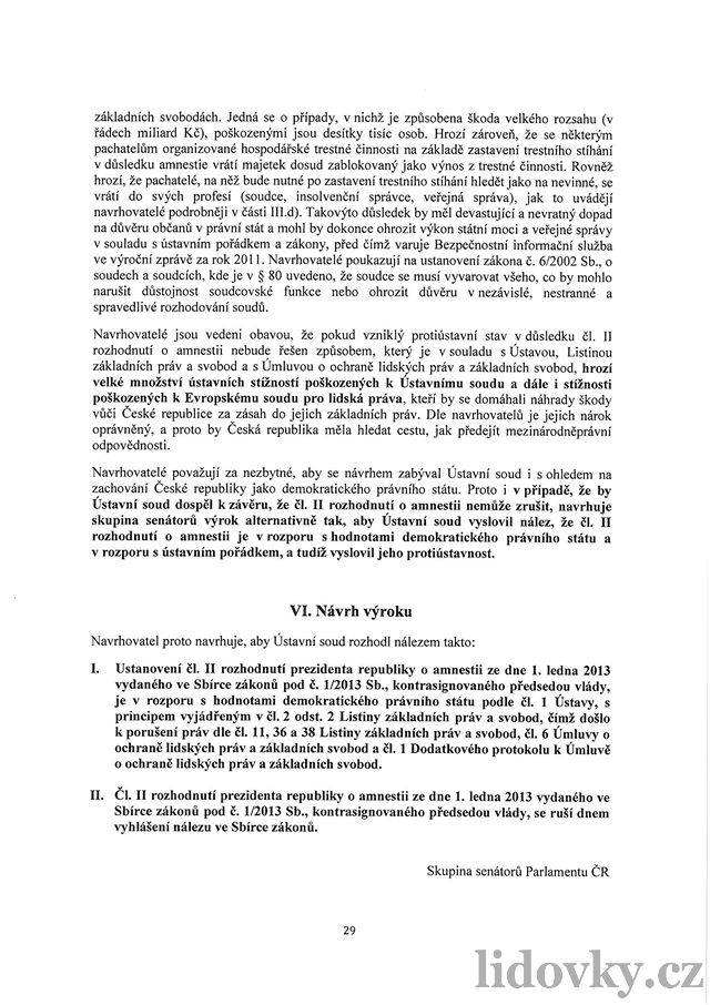 Senátní návrh o zruení prezidentské amnestie. Strana 29