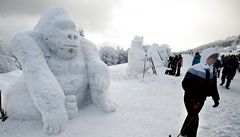 Pustevny opět ozdobily obří sněhové a ledové sochy