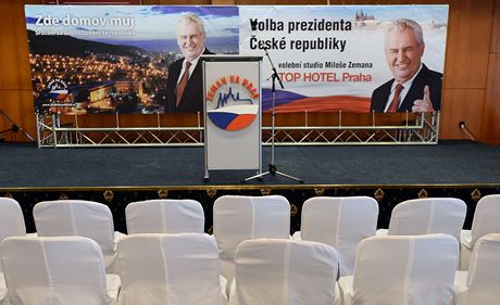 Volební táb Miloe Zemana v Top Hotelu Chodov v Praze.