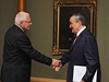 Prezident Václav Klaus pijal 12. srpna 2010 na Hrad s ministrem zahranií Karlem Schwarzenbergem.
