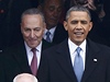 Barack Obama pichází na inauguraní ceremoniál