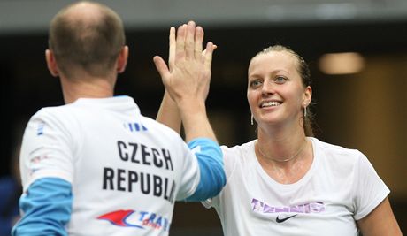 eská tenistka Petra Kvitová a fedcupový kapitán Petr Pála