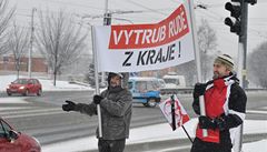 Stav snhulky proti komunistm. Ve Zln se protestuje