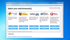Obrazovka sloužící k výběru internetového prohlížeče na operačním systému Windows.