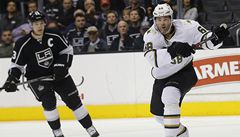 eský hokejista Dallasu Stars Jaromír Jágr (vpravo) a Dustin Brown z Los Angeles Kings