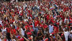 Píznivci venezuelského kandidáta na prezidenta Nicolase Madura