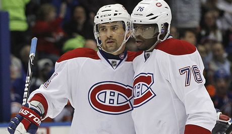 eský hokejista Montrealu Canadians Tomá Plekanec (vlevo) a jeho spoluhrá P.K. Subban