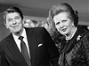 Margaret Thatcherová v roce 1982 v Bílém dom s Ronaldem Reaganem.