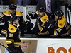 eský hokejista Bostonu Bruins Jaromír Jágr (vlevo) se raduje se spoluhrái
