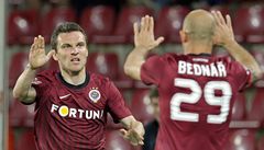 Radost fotbalistů Sparty Davida Lafaty (vlevo) a Romana Bednáře | na serveru Lidovky.cz | aktuální zprávy