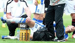 Sparta Praha - Mladá Boleslav. Zranný obránce Boleslavi Radek Dosoudil