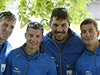 lenové bronzového olympijského tykajaku (zleva) Luká Trefil, Daniel Havel, Josef Dostál a Jan trba vystoupili 