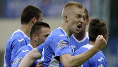 Autor úvodní branky zápasu, obránce Baníku Ostrava Michal Frydrych