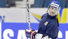 Tomá Plekanec na tréninku ve Stockholmu.