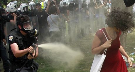 Tato fotka Ceydy Sungurové se stala symbolem tureckých protest.