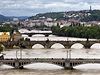Pohled na praské mosty z Letné (2. erven 2013)