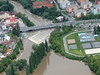Radbuza v Plzni - Doudlevcích u areálu kodapark, letecký pohled ze 4. ervna