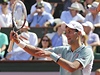 Novak Djokovi pi utkání s Nadalem na Roland Garros 2013.