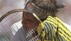 Rafael Nadal p�i utkání s Djokovi�em na Roland Garros 2013.