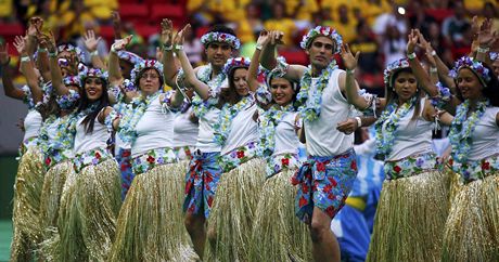 Delegace Tahiti ped zahájením fotbalového Poháru FIFA
