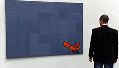 Kostlivec v rajské omáce, výstava v brnnské Wannieck Gallery. Na snímku je obraz Václava Stratila. 
