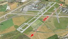 Plánovaná nová paralelní ranvej pražského letiště.