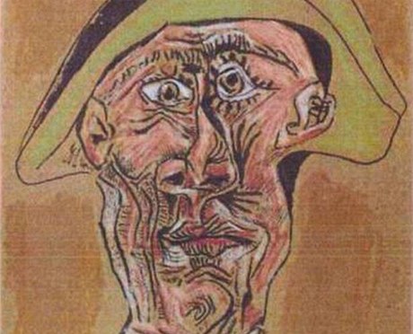 Pablo Picasso: "Hlava harlekýna", (1971) 