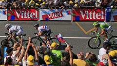 Cílová rovinka. Zleva Kittel, Cavendish a Sagan.