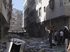 Jedna ze zniených tvrtí v syrském Aleppu, kterou zniily raketové útoky