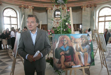 Karel Gott na jedné z výstav svých obraz (2007)