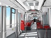 Barevné varianty interiéru nových tramvají Dopravního podniku Bratislava.