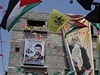 Portrét palestinského vzn vyvený na dom v jiní ásti Pásu Gazy