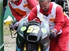 Motocykl Lukáe Peka, který po pádu ze závodu odstoupil z GP v BRn