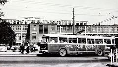 Nápis na trolejbusu ve Zlín (tehdejím Gottwaldov) v srpnu 1968.