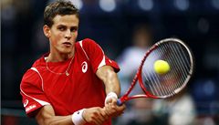 Vasek Pospisil p�i Davis Cupu p�i Davis Cupu za Kanadu.