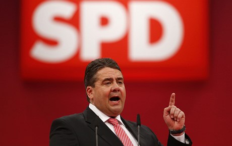 Předseda německé sociální demokracie (SPD) Sigmar Gabriel  během předvolební kampaně. 