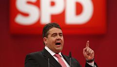 Předseda německé sociální demokracie (SPD) Sigmar Gabriel  během předvolební kampaně. 