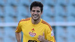Dukla Praha - Jablonec. Obránce Dukly José Romera se raduje z gólu