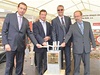 Záí 2011: Zahájení výstavby dtského pavilonu kolínské nemocnice. Zleva Pavel Pilát, David Rath, Petr Chudomel (editel nemocnice) a Leo Provaz (projektant).