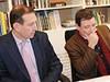 Únor 2012: Pavel Pilát s Davidem Rathem nad plány rekonstrukce Jezuitské zahrady v Kutné Hoe.