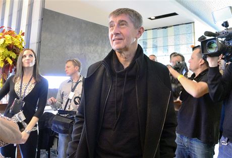 Andrej Babi ve volební centrum hnutí ANO.