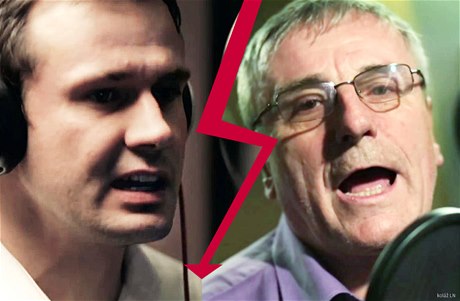 Ond�ej Li�ka a Jaromír Du�ek p�ed volbami rappují.