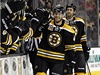 eský hokejista Bostonu Bruins David Krejí (vpedu)