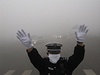Msto Harbin zahalené smogem.