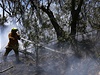 Australtí hasii se snaí uhasit jeden z meních poár, který ohrouje obytnou tvr v oblasti Modrých hor 