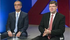 Hlavními hosty v po�adu Otázky Václava Moravce byl Miroslav Kalousek (TOP 09) a Ji�í Pospí�il (ODS).