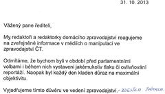 Dopis zam�stanc� �eské televize.