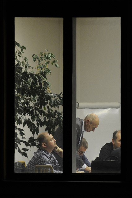Michal Haek, vlevo, a pedseda krajské SSD Václav Boek, vpravo, na jednání jihomoravského krajského výkonného výboru SSD v Brn. 